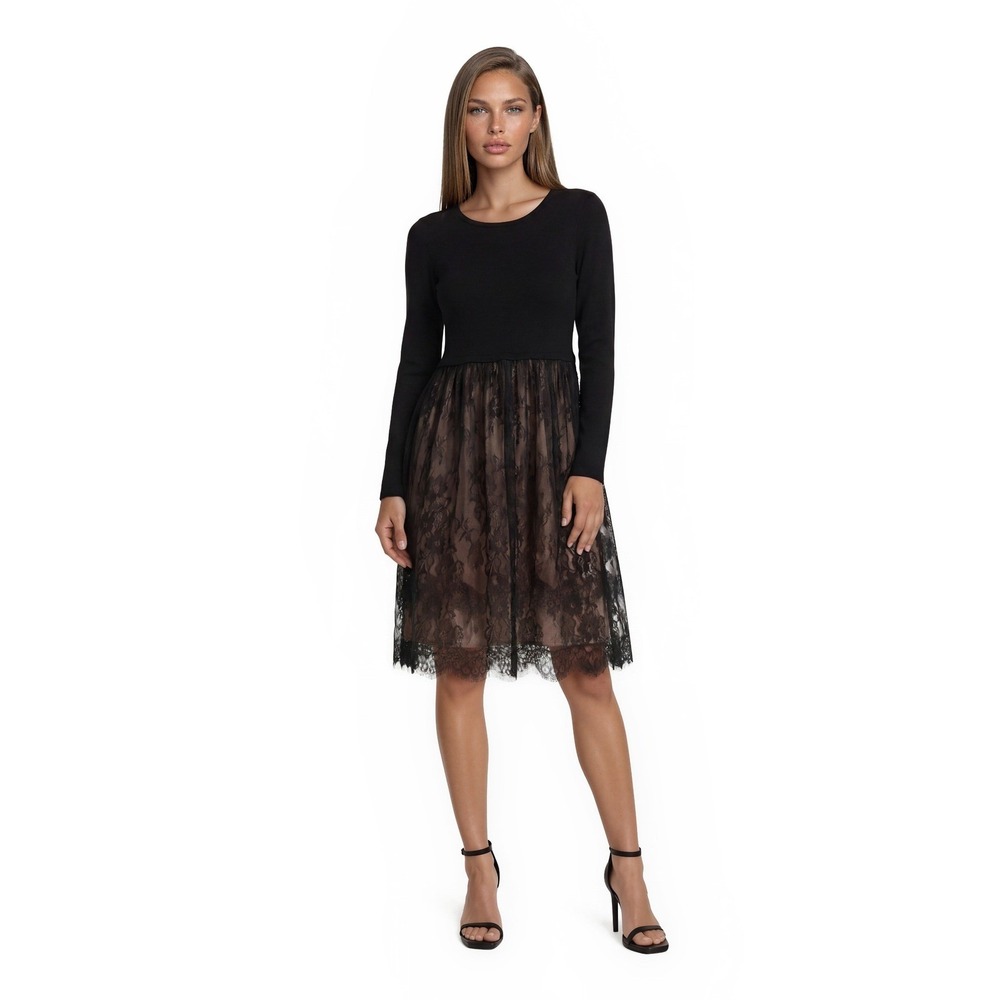 NEW Bailey44 Dress Women's Size XS Black Lace Wool Blend Long Sleeve$168